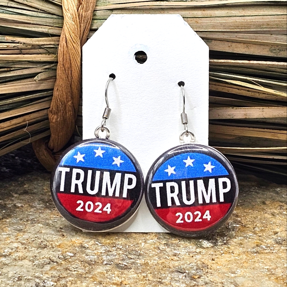 Trump 2024 Earrings Make America Great Again Donald Trump For President Souvenir